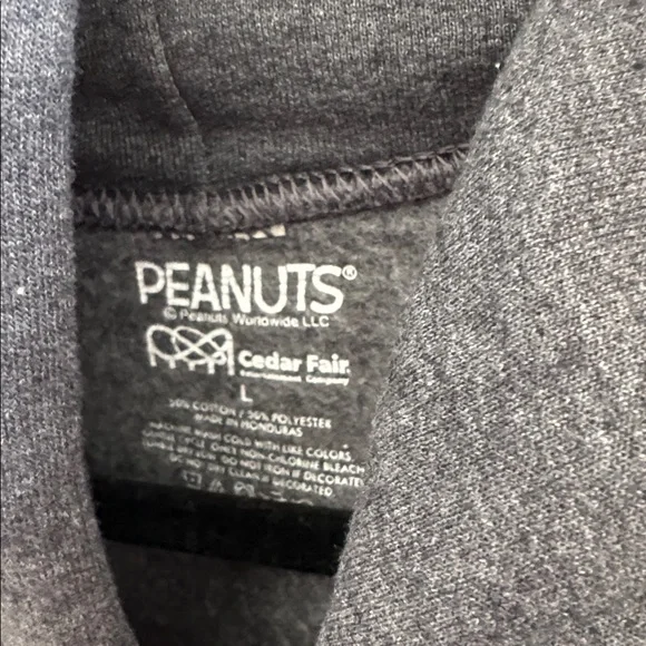 Unisex Peanuts Charcoal Gray Hoodie with Red Plaid Snoopy Graphic - size large - Picture 3 of 4